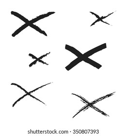 Vector hand drawn wavy crosses outline set, Illustration EPS10 great for any use.