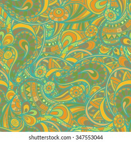 Vector hand drawn wavy doodle pattern. Seamless pattern created for making wallpaper, background, textiles, wrapping.
