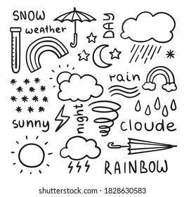 Vector hand drawn weather doodle set 