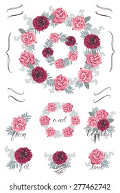 Vector Hand Drawn Wedding Floral Collection