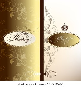 Vector hand drawn  wedding invitation design in classic floral style
