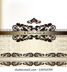 Vector hand drawn  wedding invitation design in classic floral style