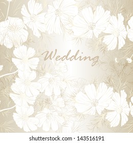 Vector hand drawn  wedding invitation design in classic floral style