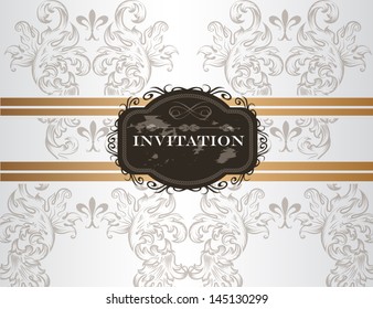 Vector hand drawn  wedding invitation design in classic floral style