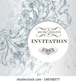 Vector hand drawn  wedding invitation design in classic floral style