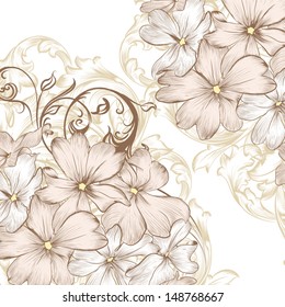 Vector hand drawn  wedding invitation design in classic floral style 