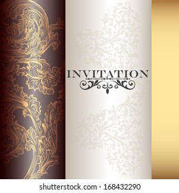 Vector hand drawn  wedding invitation design in classic floral style