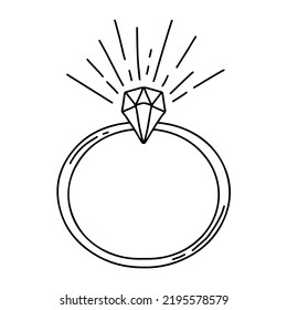 Vector Hand Drawn Wedding Ring Diamond Stock Vector (Royalty Free ...