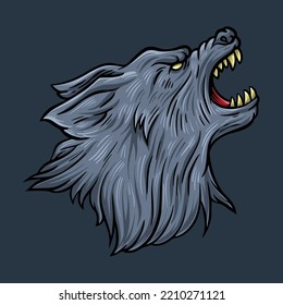 Vector Hand Drawn Of Werewolf Head