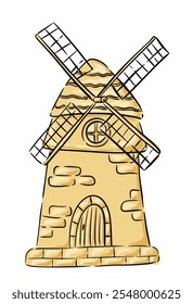 Vector hand drawn windmill simple illustration