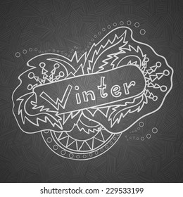 Vector hand drawn winter illustration. Hand lettering and doodles elements for your design.