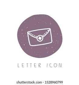 Vector hand drawn winter party letter icon for party, festival, blog, greeting card or logo. Minimalistic New Year and Christmas stories template