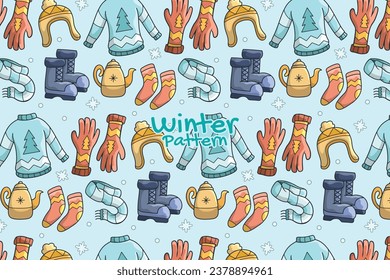 Vector Hand Drawn Winter Pattern Collection