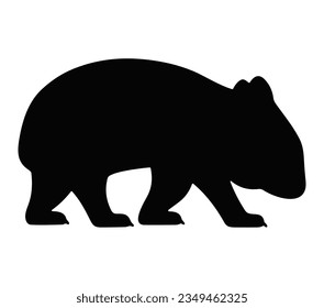 Vektorhandgezeichnete Wombat-Silhouette einzeln auf weißem Hintergrund.