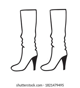 Botas de mujeres dibujadas a mano del vector