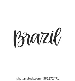 Vector hand drawn word - Brazil. Great template  for any design. Black calligraphy isolated on white background