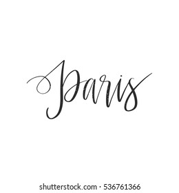 Vector hand drawn word Paris. Black calligraphy isolated on white background