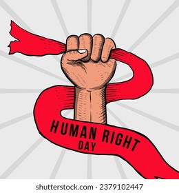 vector hand drawn world human right day illustration
