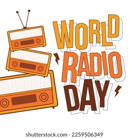 vector hand drawn world radio day, perfect for office, company, school, social media, advertising, printing and more