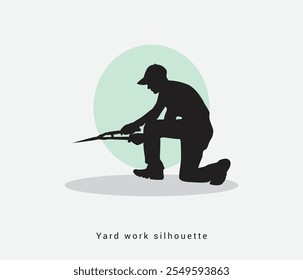 Vector hand drawn yard work silhouette set