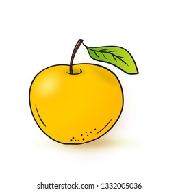 Vector hand drawn yellow apple icon. Decorative retro style apple farm product restaurant menu, market label