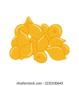 Vector hand drawn yellow fresh lemons. Flat fruit illustration