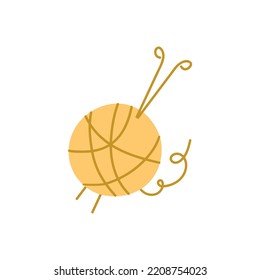 Vector hand drawn yellow yarn. Design greeting cards, posters, gift wrapping.