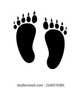 Vector hand drawn yeti Bigfoot footprint isolated on white background