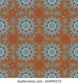 Vector Hand drawn zentangle floral background. Seamless pattern ethnic mandalas, doodle background circles. Pattern.