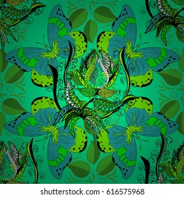  Vector Hand drawn zentangle floral background. Seamless pattern ethnic mandalas, doodle background circles.