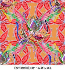 Vector Hand drawn zentangle floral background. Seamless pattern with abstract ornament.
