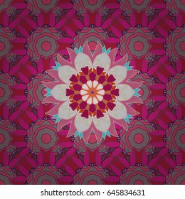 Vector Hand drawn zentangle floral blue background. Seamless pattern with abstract ornament.
