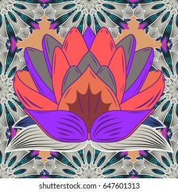 Vector Hand drawn zentangle floral purple background. Seamless pattern ethnic mandalas, doodle background circles. Purple pattern.