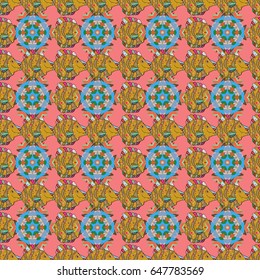 Vector Hand drawn zentangle floral blue background. Seamless pattern with abstract ornament.