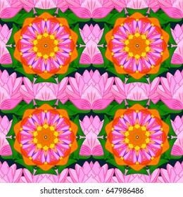 Vector Hand drawn zentangle floral blue background. Seamless pattern with abstract ornament.