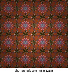 Vector Hand drawn zentangle floral on colorful background. Seamless pattern ethnic mandalas, doodle background circles. Pattern.