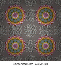 Vector Hand drawn zentangle floral background. Seamless pattern ethnic mandalas, doodle background circles. Pattern.
