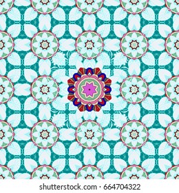 Vector Hand drawn zentangle floral background. Seamless pattern ethnic mandalas, doodle background circles. 
