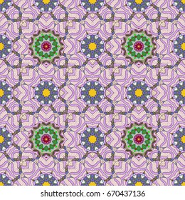 Vector Hand drawn zentangle floral background. Seamless pattern ethnic mandalas, doodle background circles. Pattern.