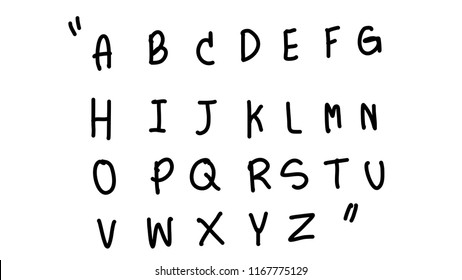 Vector hand drawn,Handwritten script alphabet isolated on white background