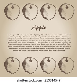 vector hand drown apple, card