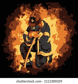 Vector hand drown color full design with fire man by illustrator made for t shirt design, garments printing and many others.