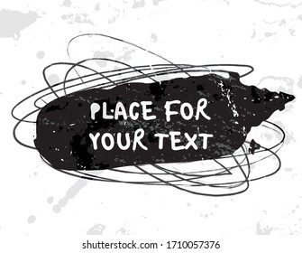 Vector hand drown grunge brash  background, bubble, frame. Graphic decoration black element for banner, discount, card, poster, ad, advertising. Place for text