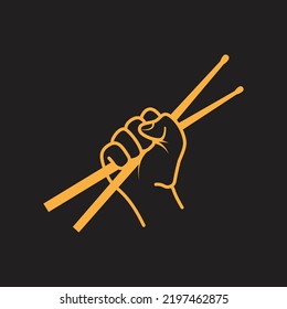 vector Hand with drum stick. drum icon