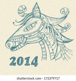 vector hand drwan horse, symbol of 2014 year in chinese calendar