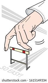 [Vector] A hand easily jumping over a hurdle