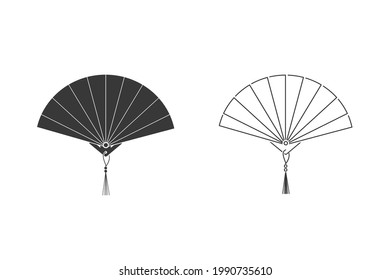 Vector hand fan icon set in flat