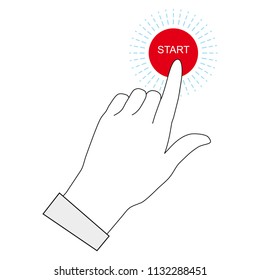 Vector hand. Finger presses the button