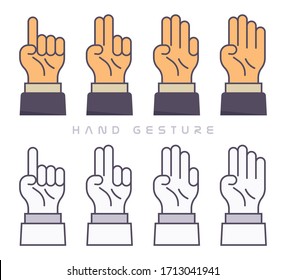 Vector hand gesture with fingers