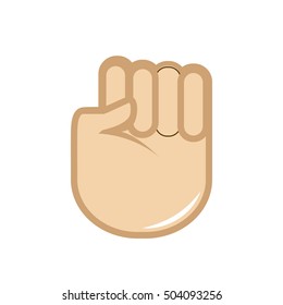 Icono de gesto de la mano del vector. Lenguaje de señas. Ilustración de color aislada en blanco